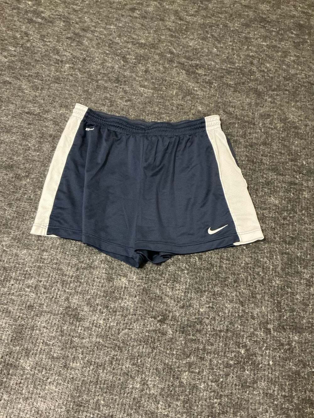 Nike Dri-FIT Athletic Running Shorts Womens Size Large Navy Blue and White